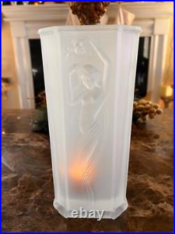 Sarsaparilla Art Deco Frosted Satin Art Glass Nude Female Figural Lamp shade