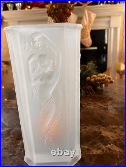 Sarsaparilla Art Deco Frosted Satin Art Glass Nude Female Figural Lamp shade