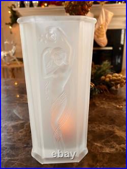 Sarsaparilla Art Deco Frosted Satin Art Glass Nude Female Figural Lamp shade