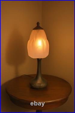Sarsaparilla Art Nouveau Boudoir Lamp Pink Frosted Glass Shade 1984 Hand Blown