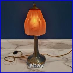 Sarsaparilla Art Nouveau Boudoir Lamp Pink Frosted Glass Shade 1984 Hand Blown