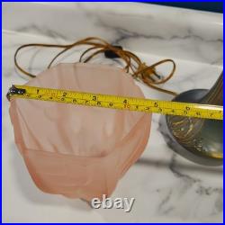 Sarsaparilla Art Nouveau Boudoir Lamp Pink Frosted Glass Shade 1984 Hand Blown