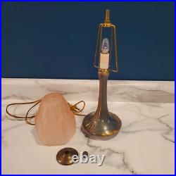 Sarsaparilla Art Nouveau Boudoir Lamp Pink Frosted Glass Shade 1984 Hand Blown