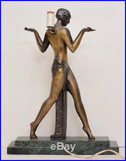 Sarsaparilla Brass Art Deco Cleopatra Lamp Marble Nude Lady Egyptian Goddess VTG