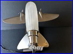 Sarsaparilla Lamp Company DC 3 Air Plane Deco Style (rare Shade not Marked78?)