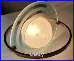 Saturn Brass Ceiling Pendant Light Frosted Star Globe Celestial Art Deco Lamp