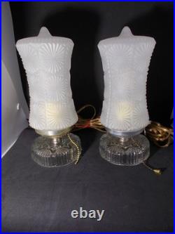 Set Art Deco Boudoir Torpedo Lamps 1930s Bullet Skyscraper Style WORKS