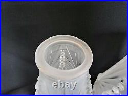 Set Of 2 Antique Signed Charles Schneider Art Deco Glass Shades Frosted White