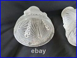 Set Of 2 Antique Signed Charles Schneider Art Deco Glass Shades Frosted White