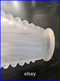 Set Of 2 Antique Signed Charles Schneider Art Deco Glass Shades Frosted White