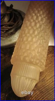 Set Of 2 Pink Glass Art Deco Torpedo Bullet Skyscraper Table Lamps Need Rewired