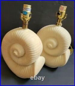 Set of 2 Art Deco Beige Shell Shaped Table Lamps by Underwriters Laboratories