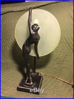 Signed Antique Vintage Sarsaparilla Art Deco Art Nouveau Lady Figural Lamp Light