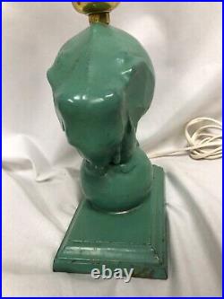 Signed Frankart art deco green Elephant Lamp 1927