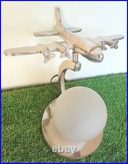 Silver Aircraft Plane Model Globe Desk Lamp Home Décor Christmas Lighting Gift