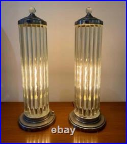 Skyscraper Art Deco Table Lamp Chrome Brass Glass Rod Column Light Vintage 1pc