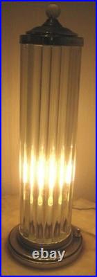 Skyscraper Art Deco Table Lamp Chrome Brass Glass Rod Column Light Vintage 1pc