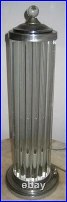 Skyscraper Art Deco Table Lamp Chrome Brass Glass Rod Column Light Vintage 1pc