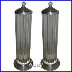 Skyscraper Art Deco Table Lamp Chrome Brass Glass Rod Column Light Vintage 1pc