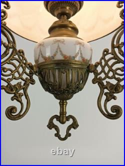 Small Lampe Belge art glass Shade Brass 1 light Antique Bonhomme Art Deco Ch