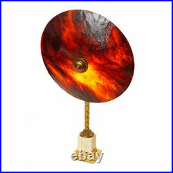 Soleil Éternel Art Deco Unique Stained Glass Table Lamp Brass Marble Vintage