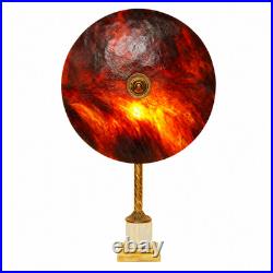 Soleil Éternel Art Deco Unique Stained Glass Table Lamp Brass Marble Vintage
