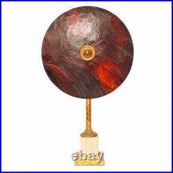 Soleil Éternel Art Deco Unique Stained Glass Table Lamp Brass Marble Vintage