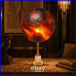 Soleil Éternel Art Deco Unique Stained Glass Table Lamp Brass Marble Vintage