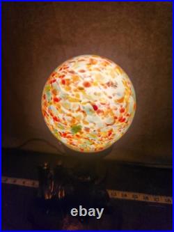 Spelter 1920 Art Decor LAMP Rare Bronze Sculpture Multicolored Czech Globe Golf