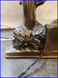 Spelter 1920 Art Decor LAMP Rare Bronze Sculpture Multicolored Czech Globe Golf