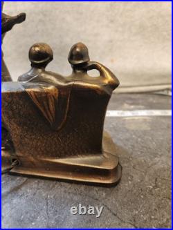 Spelter 1920 Art Decor LAMP Rare Bronze Sculpture Multicolored Czech Globe Golf