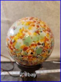 Spelter 1920 Art Decor LAMP Rare Bronze Sculpture Multicolored Czech Globe Golf