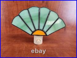 Stained Glass Art Deco Style Fan Lamp Accent Table Small Light Night Light