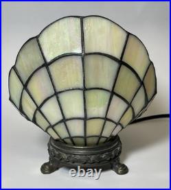 Stained Glass Shell Lamp Art Deco Tiffany Style Table Lamp 7.5
