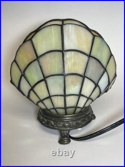 Stained Glass Shell Lamp Art Deco Tiffany Style Table Lamp 7.5