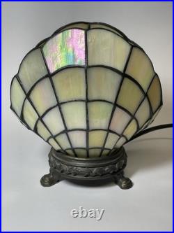 Stained Glass Shell Lamp Art Deco Tiffany Style Table Lamp 7.5
