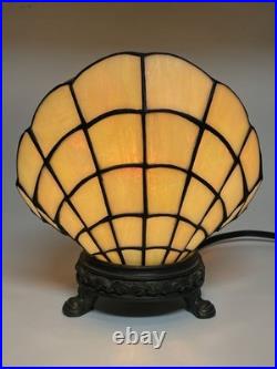 Stained Glass Shell Lamp Art Deco Tiffany Style Table Lamp 7.5