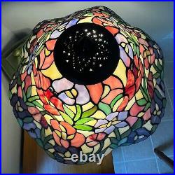 Stained Glass Tiffany Style Lamp, Art Nouveau, Art Deco, MCM, 2 Light Chain Pull