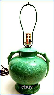 Stangl Pottery Lamp Apple Green Ring Handle Art Deco Vintage No. 1682 Drip Glaze