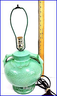 Stangl Pottery Lamp Apple Green Ring Handle Art Deco Vintage No. 1682 Drip Glaze