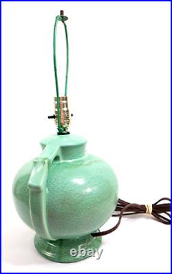 Stangl Pottery Lamp Apple Green Ring Handle Art Deco Vintage No. 1682 Drip Glaze