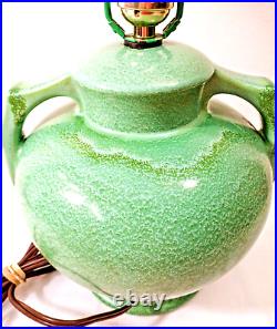 Stangl Pottery Lamp Apple Green Ring Handle Art Deco Vintage No. 1682 Drip Glaze