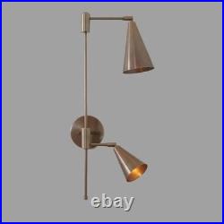 Stilnovo Style Light Raw Brass Double Cone Wall Sconce Mid Century Lightings