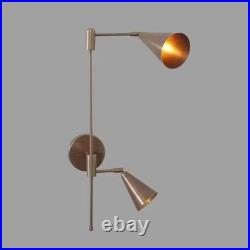 Stilnovo Style Light Raw Brass Double Cone Wall Sconce Mid Century Lightings