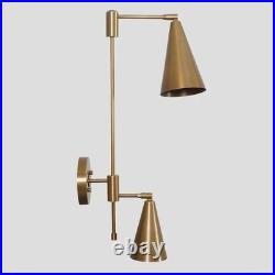 Stilnovo Style Light Raw Brass Double Cone Wall Sconce Mid Century Lightings