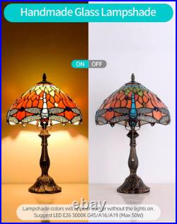 Stunning 12-Inch Orange Dragonfly Tiffany Table Lamp for Any Room