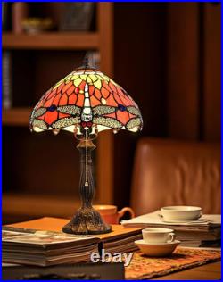 Stunning 12-Inch Orange Dragonfly Tiffany Table Lamp for Any Room