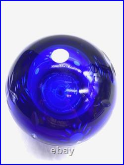 Stunning Art Deco Nymph Lamp Base with5 Hand-Cut Romanian Cobalt Crystal Globe