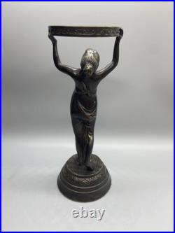 Stunning Art Deco Nymph Lamp Base with5 Hand-Cut Romanian Cobalt Crystal Globe