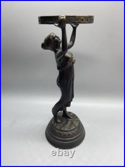 Stunning Art Deco Nymph Lamp Base with5 Hand-Cut Romanian Cobalt Crystal Globe